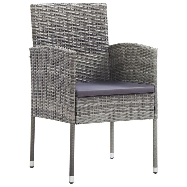 vidaXL Garden Chair Set of 4 Dark Grey PE Rattan, Steel, Polyester