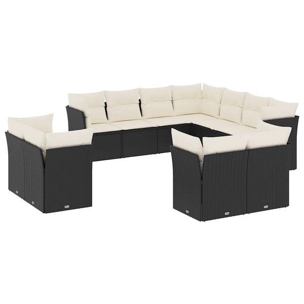 vidaXL Garden Sofa Set Black, Cream White