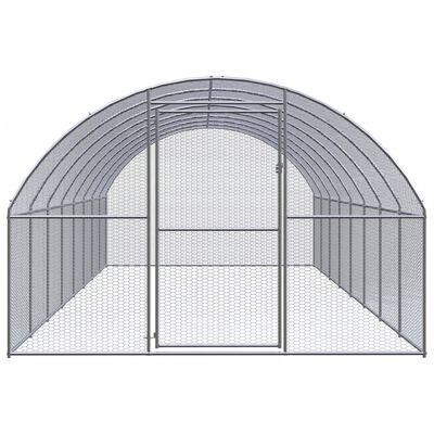 vidaXL Outdoor Chicken Coop 9.8'x26.2'x6.6' Galvanized Steel