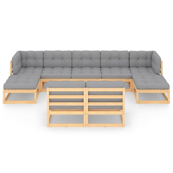 vidaXL Garden Lounge Set Natural wood Solid pine wood, polyester Modular