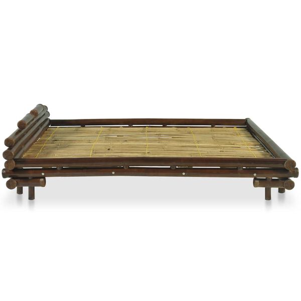 vidaXL Bamboo Bed Dark Brown Bamboo and Natural Rattan 55.1x78.7in Double