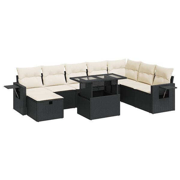 vidaXL Garden Sofa Set Black, Cream White