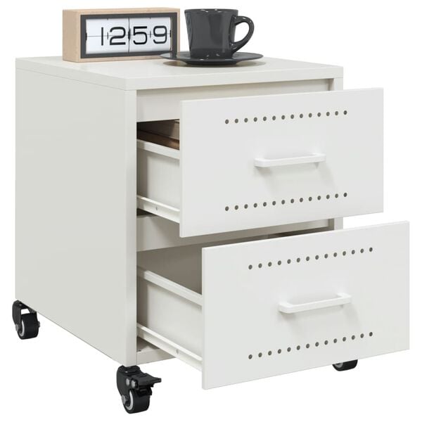 vidaXL Bedside Cabinet White Cold-rolled steel Bedside Cabinet
