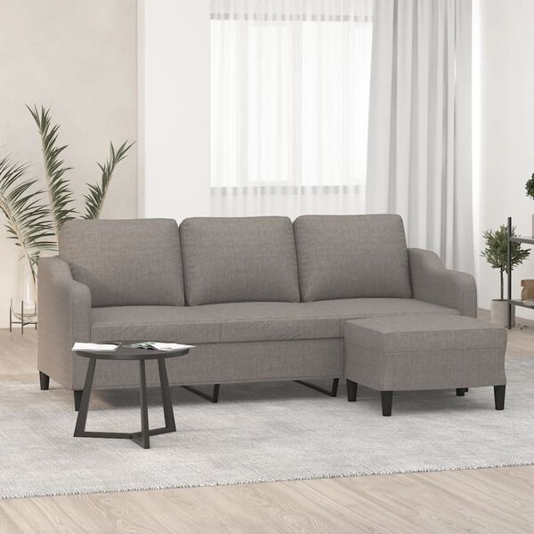 vidaXL 3-Seater Sofa with Footstool Taupe 70.9" Fabric