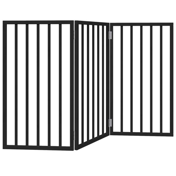 vidaXL Dog Gate Foldable 3 Panels Black 59.1 " Poplar Wood