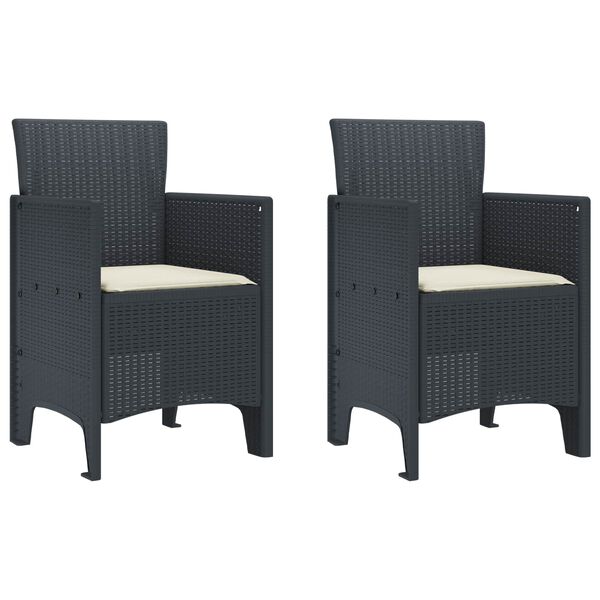 vidaXL Garden Chair 2 pcs Anthracite 20.87 x 19.29 x 33.46 in