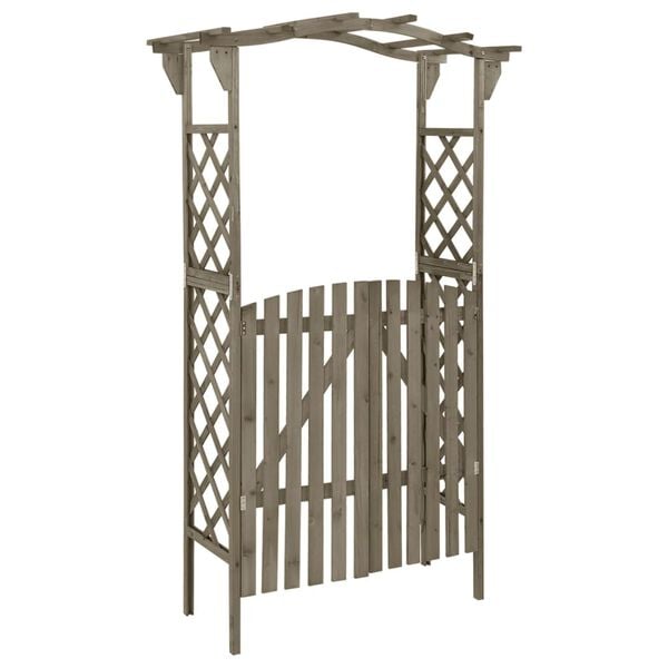 vidaXL Pergola Grey Solid Firwood, Solid Pine Wood Large
