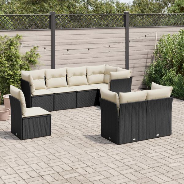 vidaXL Garden Sofa Set Black, Cream White