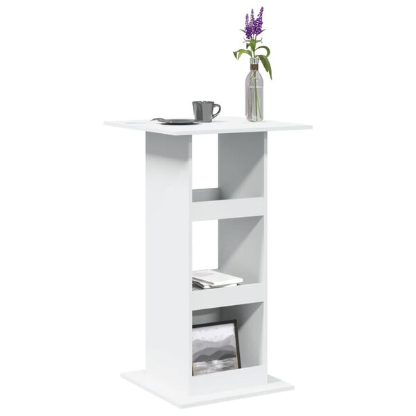 vidaXL Bar Table White Engineered Wood Tall Bar Table Square Modern