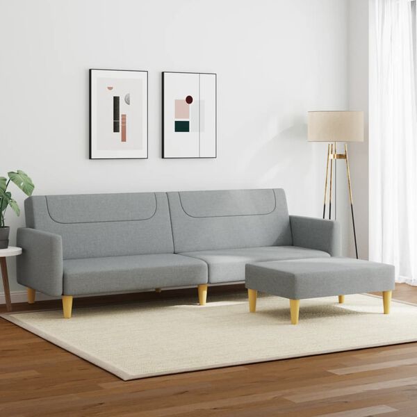 vidaXL Sofa Bed Light Gray Polyester, Wood, Plastic Medium Convertible