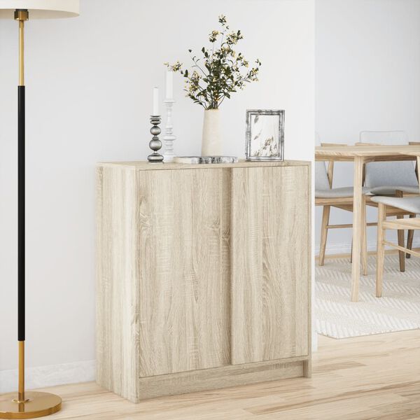 vidaXL Sideboard Sonoma Oak Engineered wood, Glass Medium Sideboard