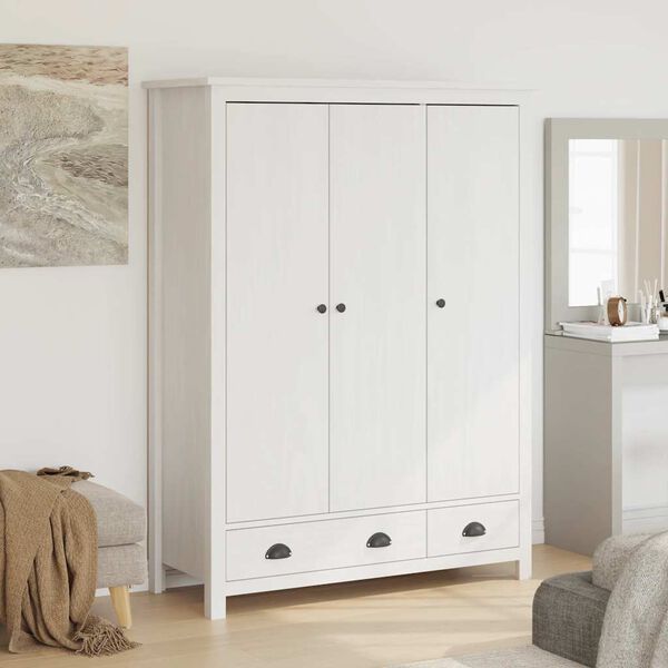vidaXL Wardrobe White Solid Pine Wood Large Wardrobe Rectangular