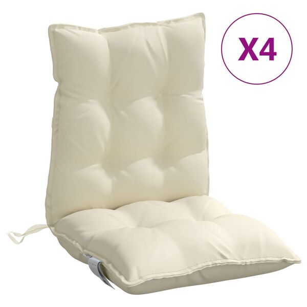 vidaXL Lowback Chair Cushion Set of 4 Cream Oxford fabric (100% polyester)