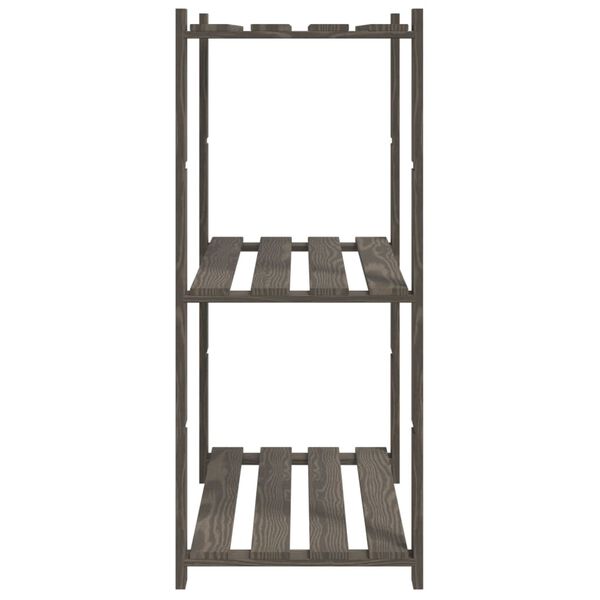 vidaXL 3-Tier Storage Rack Grey 31.5x15.0x35.4" Solid Wood Pine
