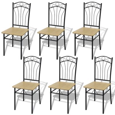 vidaXL Seven Piece Dining Table and Chair Set Light Brown