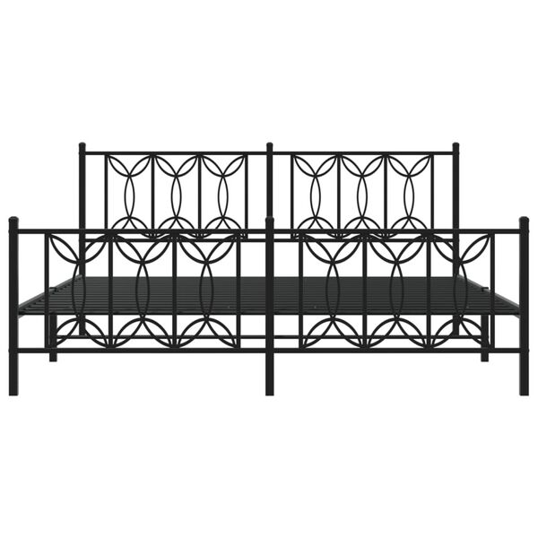 vidaXL Metal Bed Frame without Mattress with Footboard Black 70.9"x78.7"