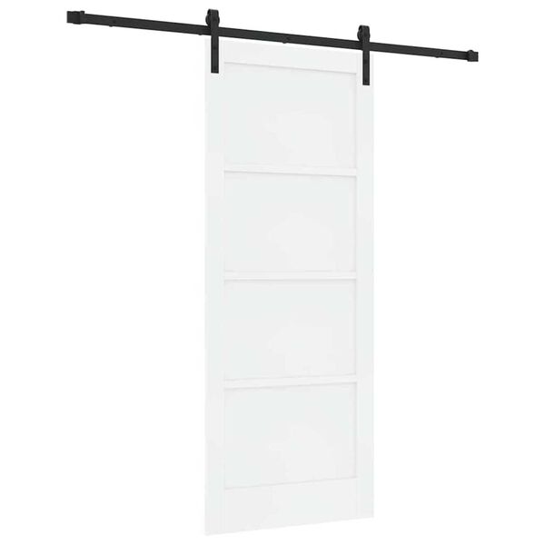 vidaXL Sliding Door White and Black 32.68 x 79.53 in Solid Pine Wood