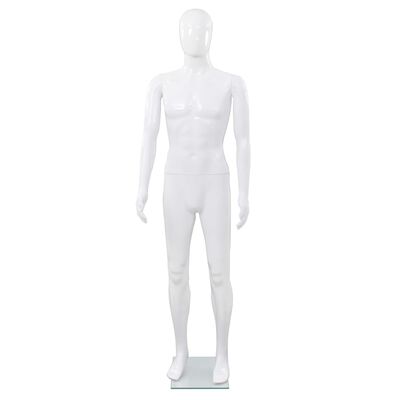 vidaXL Full Body Male Mannequin with Glass Base Glossy White 72.8"