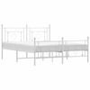 vidaXL Metal Bed Frame without Mattress with Footboard White 63"x78.7"