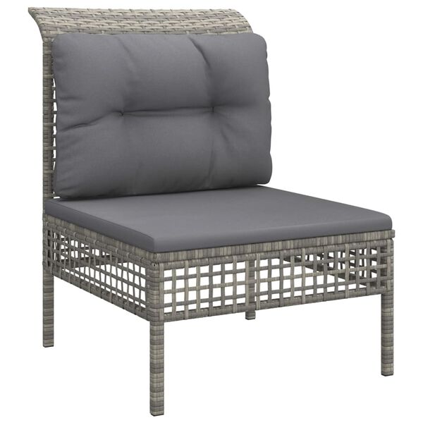 vidaXL 5 Piece Patio Lounge Set with Cushions Grey Poly Rattan