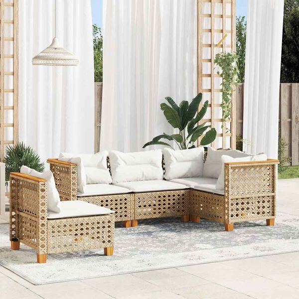 vidaXL Garden Sofa Set Beige, Cream White