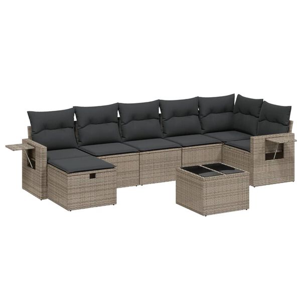 vidaXL Garden Sofa Set Grey Poly Rattan Large Modular Garden Sofa Set