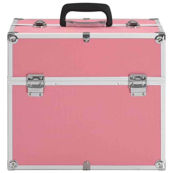 vidaXL Make-up Case 15.0x9.1x13.4" Pink Aluminium