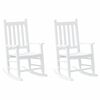 vidaXL Rocking Chair Set of 2 White Solid Poplar wood Small Durable