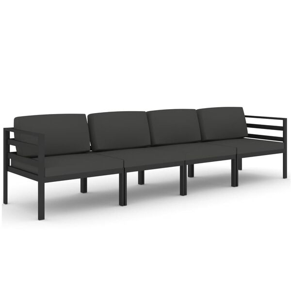 vidaXL Garden Lounge Set Anthracite Aluminum, Polyester Large Modular
