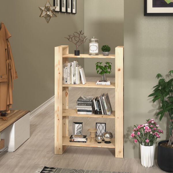 vidaXL Book Cabinet Natural wood Solid pine wood Medium Book Cabinet