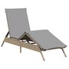 vidaXL Sun Lounger Beige, Light Grey Poly Rattan, Powder-Coated Steel