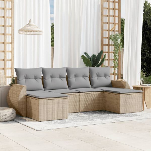 vidaXL Garden Sofa Set Beige, Light Grey