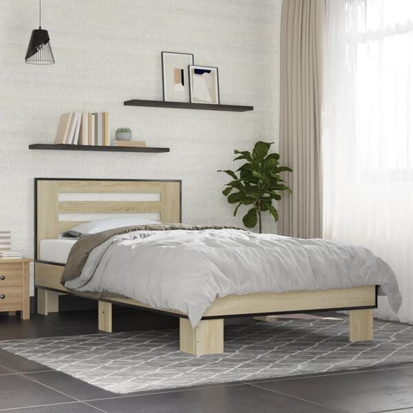 vidaXL Bed Frame Sonoma Oak Engineered wood Small Single Durable