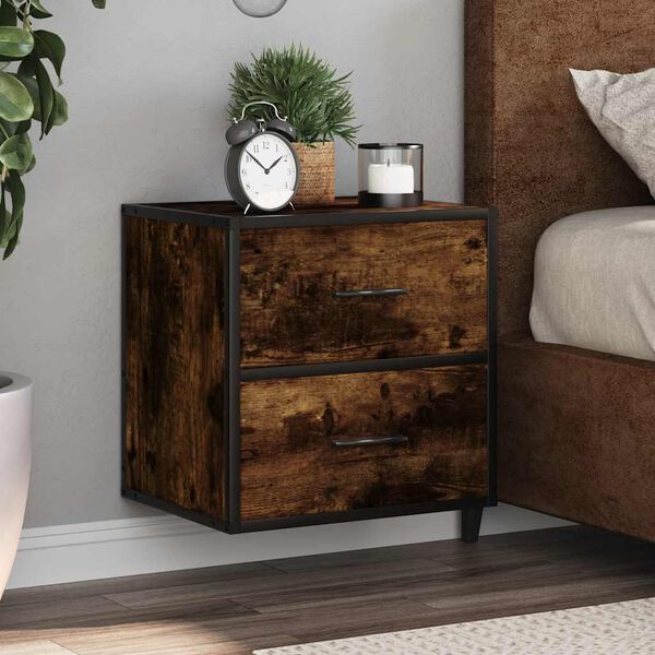 vidaXL Wall-mounted Bedside Cabinet Set of 2 Smoked Oak