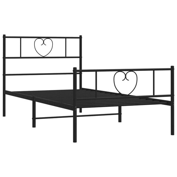 vidaXL Metal Bed Frame without Mattress with Footboard Black 31.5"x78.7"
