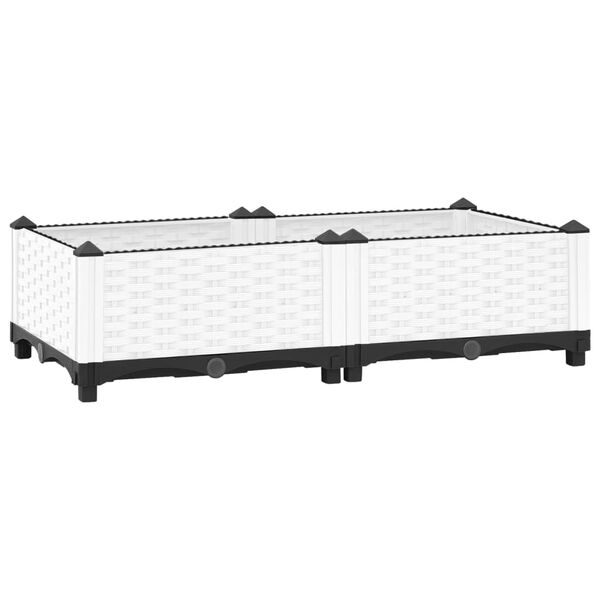 vidaXL Raised Bed White Polypropylene Medium Raised Bed Rectangular