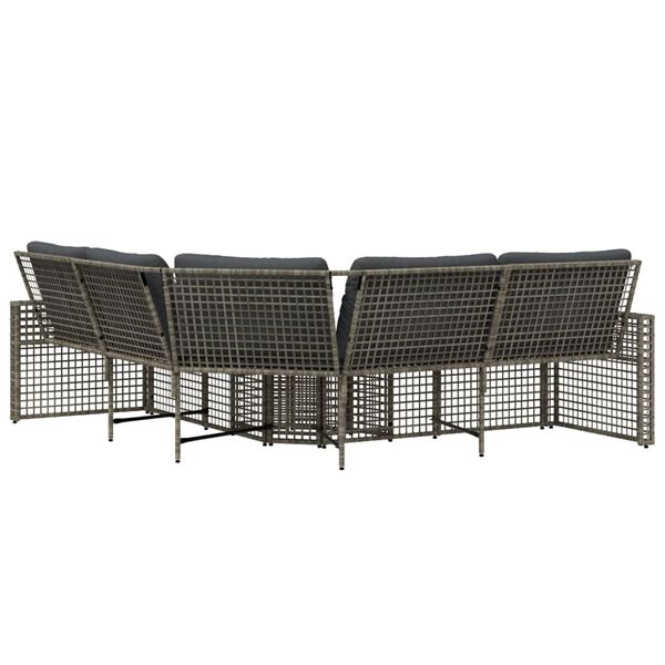 vidaXL Garden Sofa Grey PE rattan, powder-coated steel L-shaped large