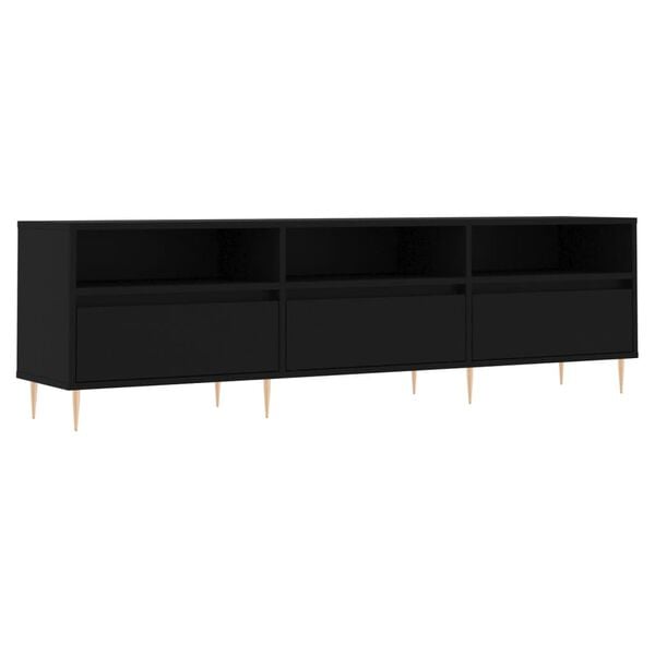 vidaXL TV Cabinet Black Engineered wood, Iron 59.1 in x 11.8 in x 17.5 in
