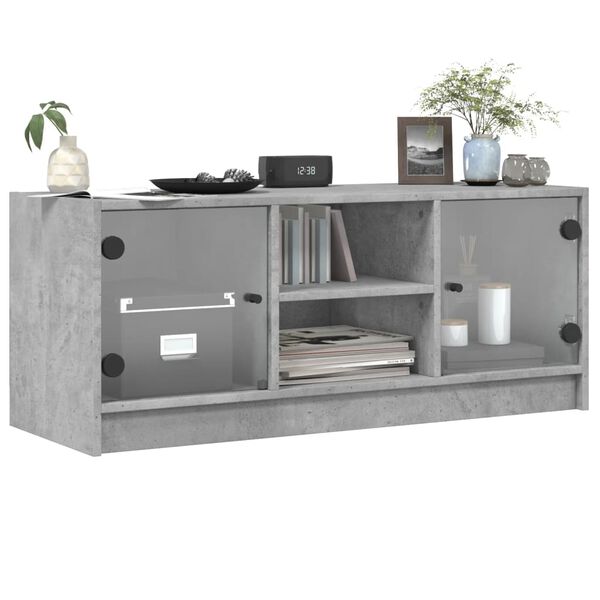 vidaXL TV Cabinet Concrete gray Engineered wood, glass Medium TV Cabinet