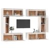 vidaXL TV Cabinet Set of 6 White Solid Pine Wood TV Cabinet