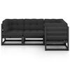 vidaXL Garden Lounge Set Black Solid pine wood, 100% polyester Medium