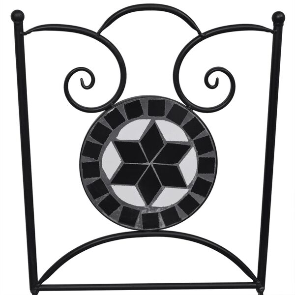 vidaXL Patio Furniture Black and White Powder-coated steel and ceramic