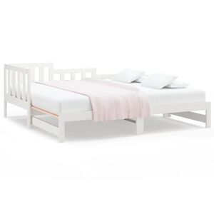vidaXL Day Bed White Solid pine wood Double Convertible Day Bed