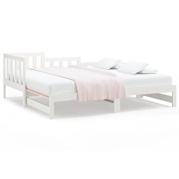 vidaXL Day Bed White Solid pine wood Double Convertible Day Bed