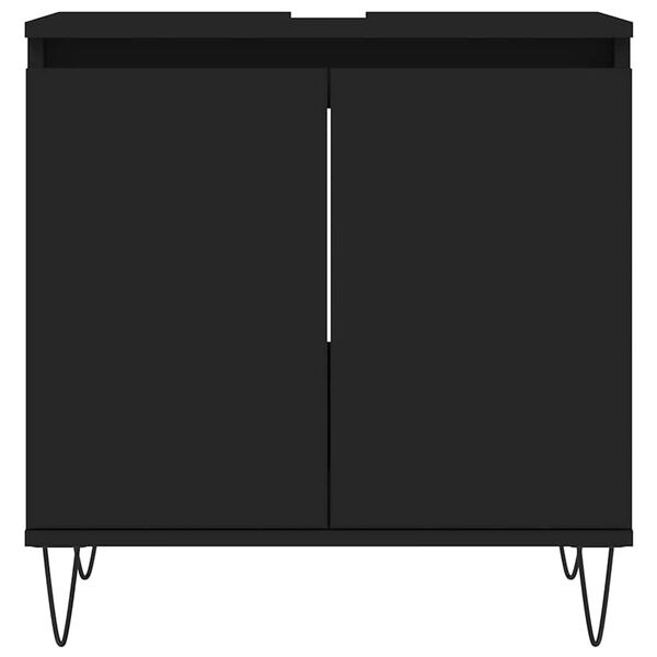 vidaXL Bathroom Cabinet Black Engineered wood Medium Bathroom Cabinet
