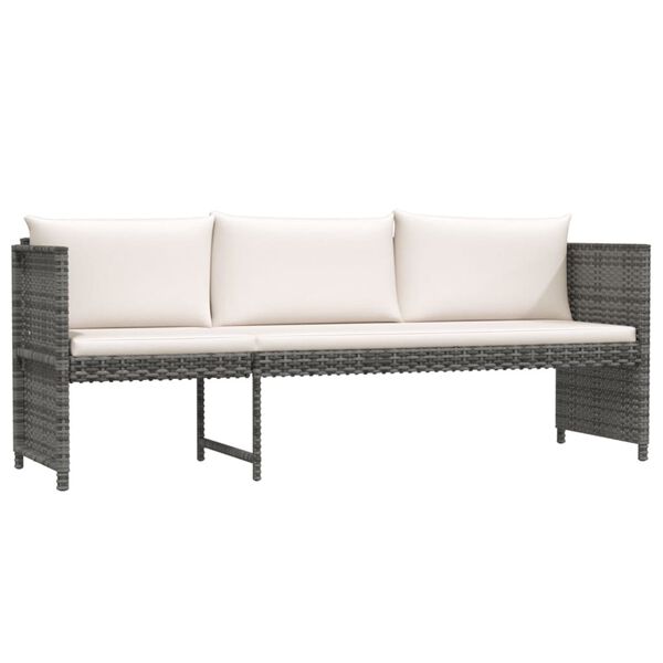 vidaXL 6 Piece Patio Lounge Set with Cushions Poly Rattan Grey