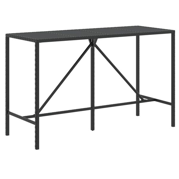 vidaXL Bar Table With Glass Top Black