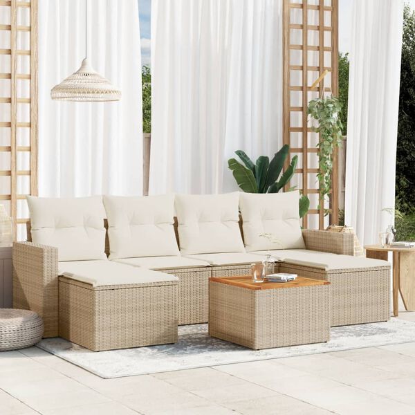 vidaXL Garden Sofa Set Set of 7 Beige and Cream