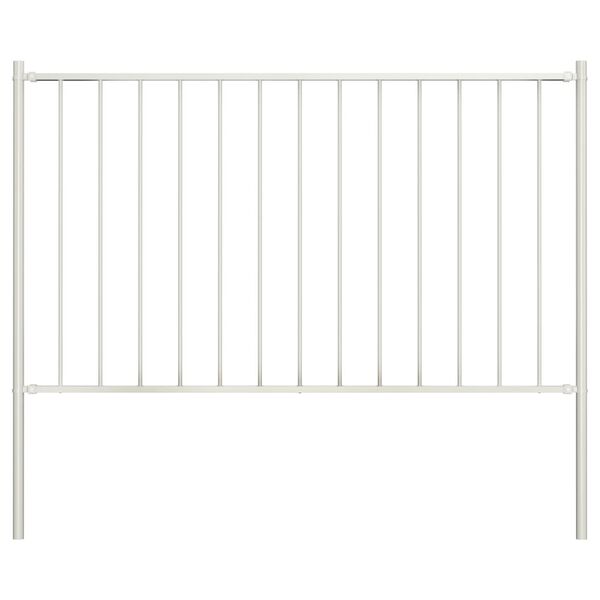 vidaXL Fence Panel with Posts Powder-coated Steel 5.6x3.3' White