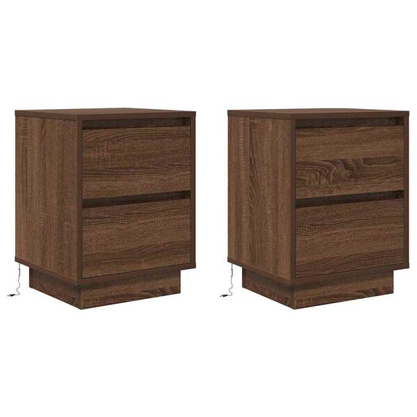 vidaXL Bedside Cabinet Set of 2 Brown Oak Engineered wood